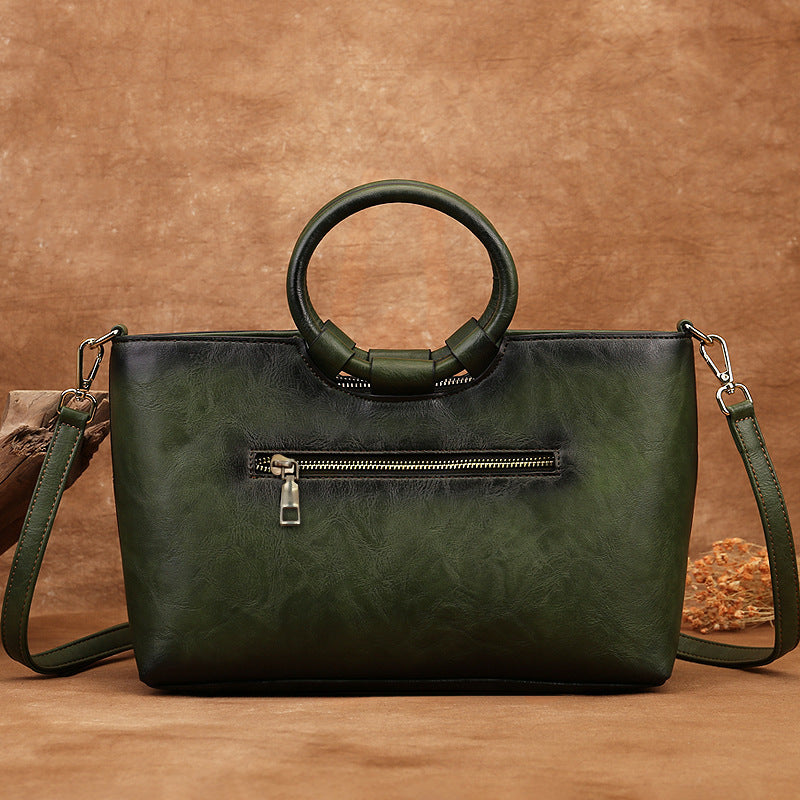 Florence - Retro Leather Bag - Grassy Green