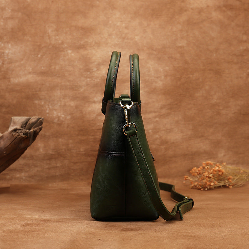 Florence - Retro Leather Bag - Grassy Green