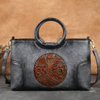 Florence - Retro Leather Bag - Grassy Green