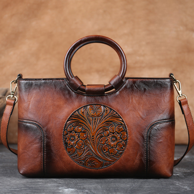 Florence - Retro Leather Bag - Grassy Green
