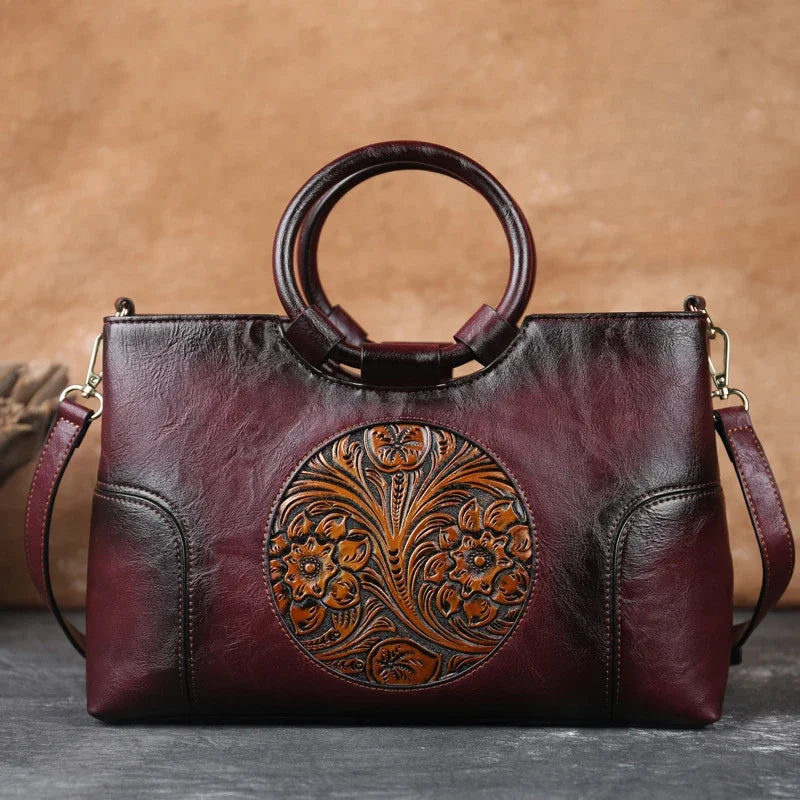 Florence - Retro Leather Bag - Grassy Green