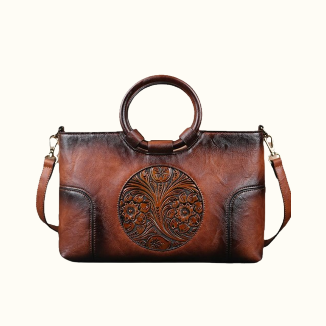 Florence - Retro Leather Bag - Ebony Black