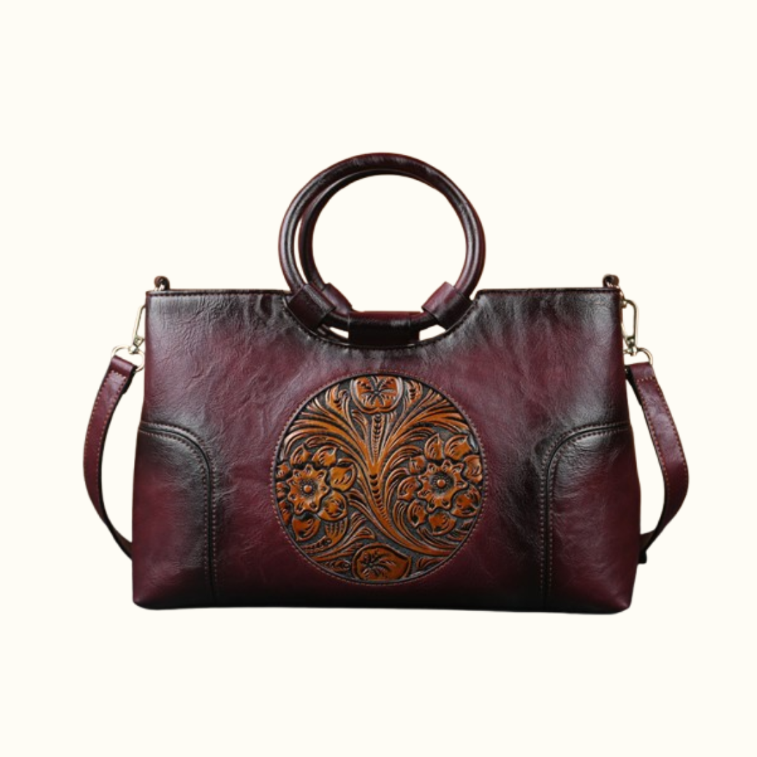 Florence - Retro Leather Bag - Ebony Black