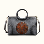 Florence - Retro Leather Bag - Ebony Black